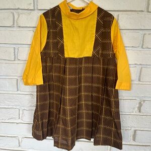 1970s Maryjane Dress Yellow And Brown